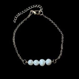 Genuine Pearl 14k Gold Plated Boho Beach Anklet or Bracelet, Adjustable 7.5-9.5”